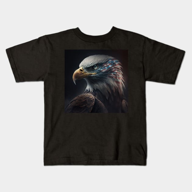 Traditional American Eagle and Flag Kids T-Shirt by Jades-Corner